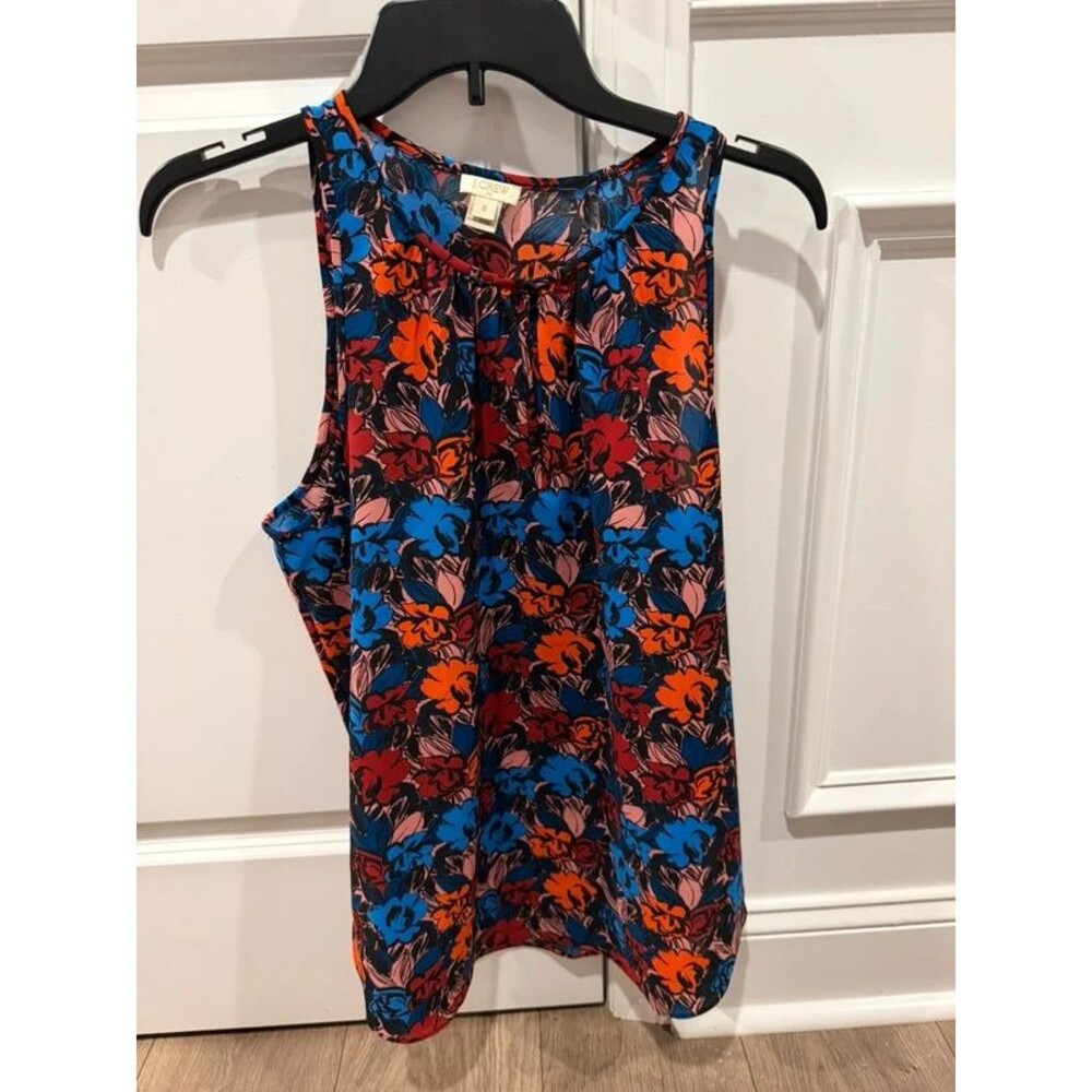 J.Crew Floral Sleeveless Blouse Women's Size 6 Multicolor Pullover Top